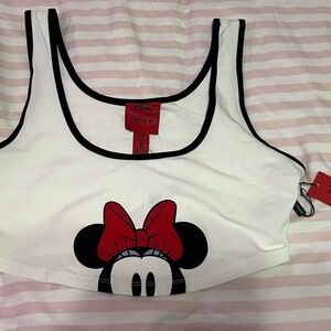 Forever 21 White and Black Minnie Mouse Crop Top